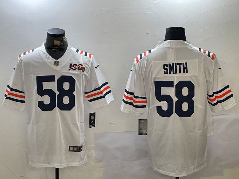 Men Chicago Bears #58 Smith White Throwback 2024 Nike Vapor Limited NFL Jersey style 2